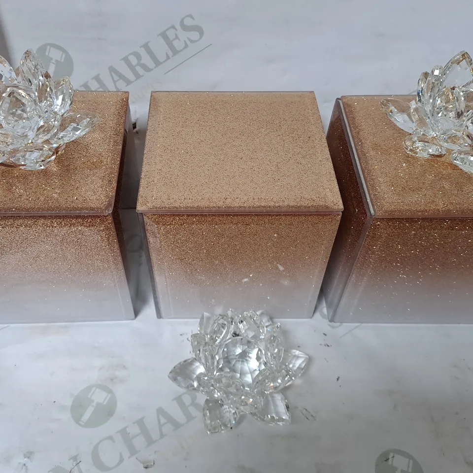 JM BY JULIEN MACDONALD SET OF 3 GLITTER GLASS TRINKET BOXES