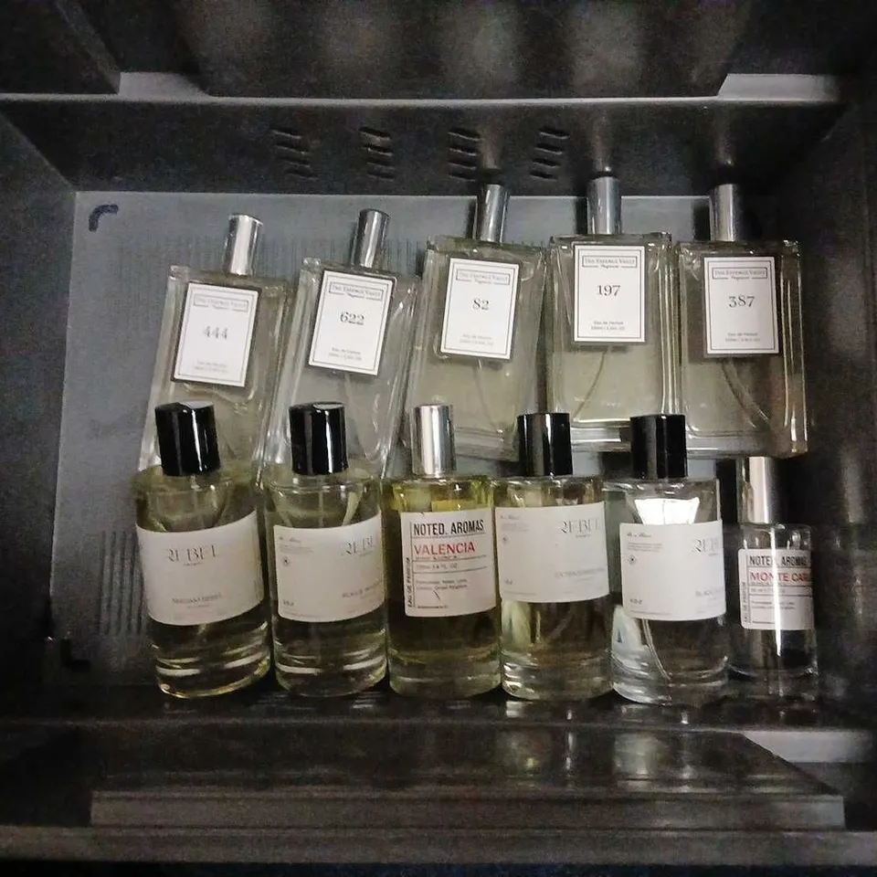 APPROXIMATELY 10 ASSORTED UNBOXED FRAGRANCES TO INCLUDE;THE ESSENCE VAULT, NOTED AROMAS AND REBEL