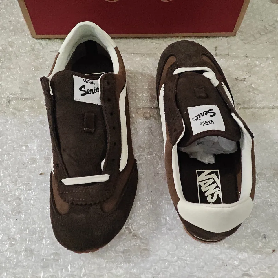 VANS SUPER LOW PRO SUEDE SNEAKERS – BROWN/WHITE, UK 6 (US 7) – BOXED