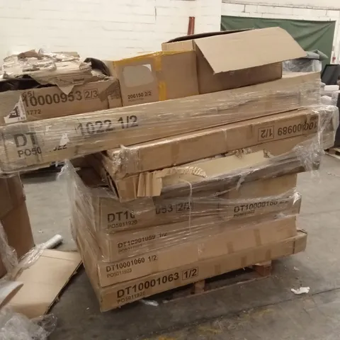 PALLET OF ASSORTED INCOMPLETE DESIGNER FURNITURE PARTS AND PIECES 