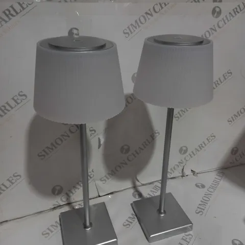 BOXED SFIXX SET OF 2 INDOOR OUTDOOR TOUCH TABLE LIGHTS IN SILVER
