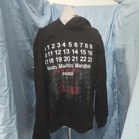 MAISON MARTIN MARGIELA HOODIE – BLACK WITH NUMBERS PRINT, MADE IN ITALY