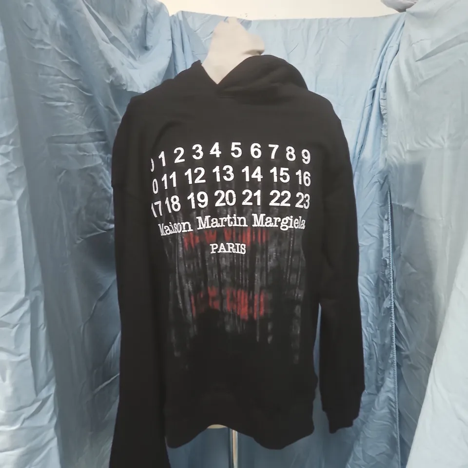 MAISON MARTIN MARGIELA HOODIE – BLACK WITH NUMBERS PRINT, MADE IN ITALY