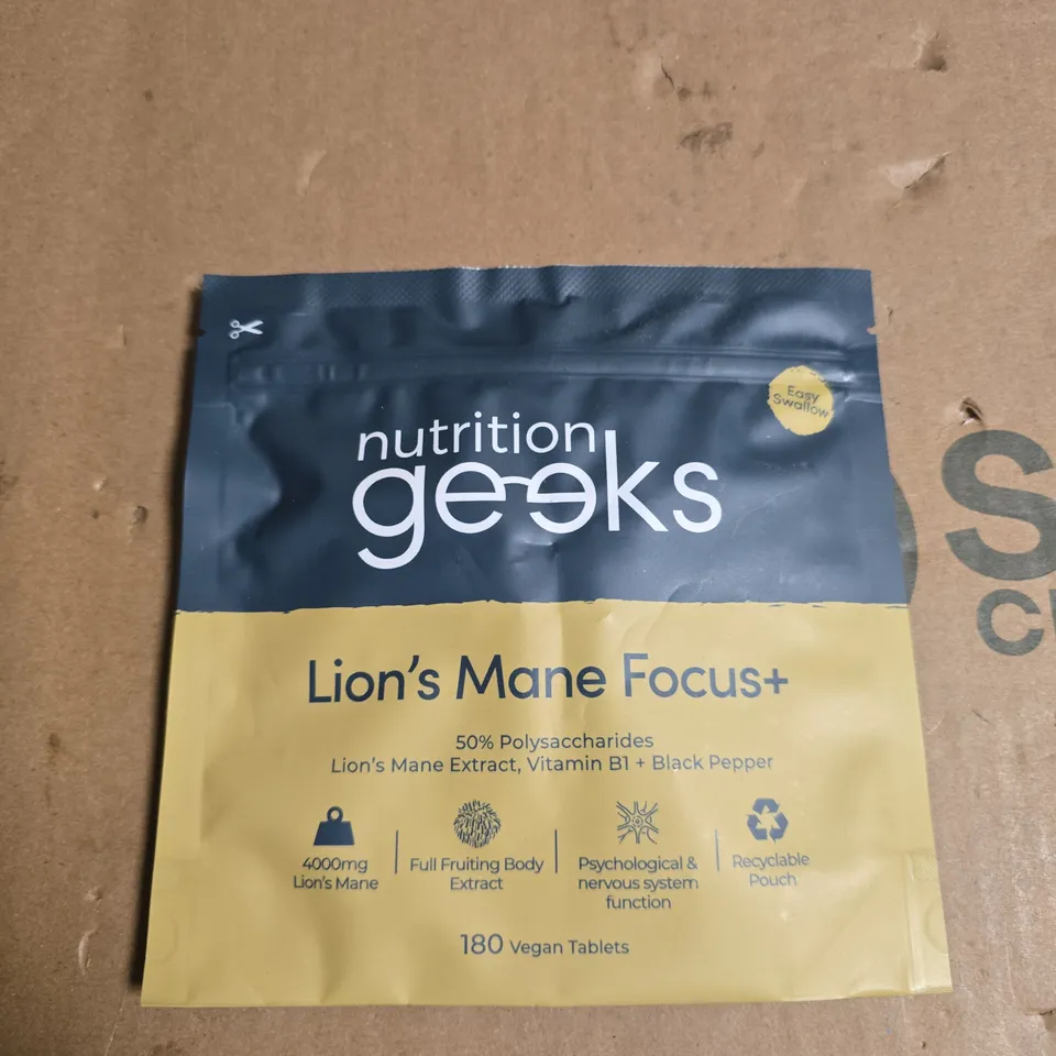 NUTRITION GEEKS LION’S MANE FOCUS+ VEGAN TABLETS – 180 TABLETS