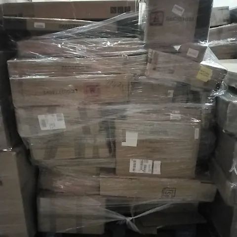 PALLET OF HOUSEHOLD ITEMS TO INCLUDE SHOE BENCH, 3 WHEEL GOLF PUSH CART, BAR TABLE AND OTHER ASSORTED ITEMS...