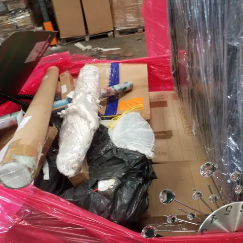 PALLET CONTAINING ASSORTED PRODUCTS INCLUDING WALL CLOCK, TRUNKI KIDS SUITCASE, PRIVACY FILTER & COMPUTER DESK