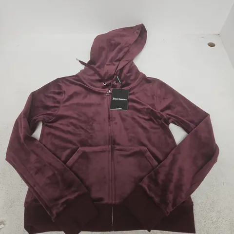 JUICY COUTURE ROBERTSON ZIP THROUGH HOODIE IN WINE-TASTING - UK MEDIUM