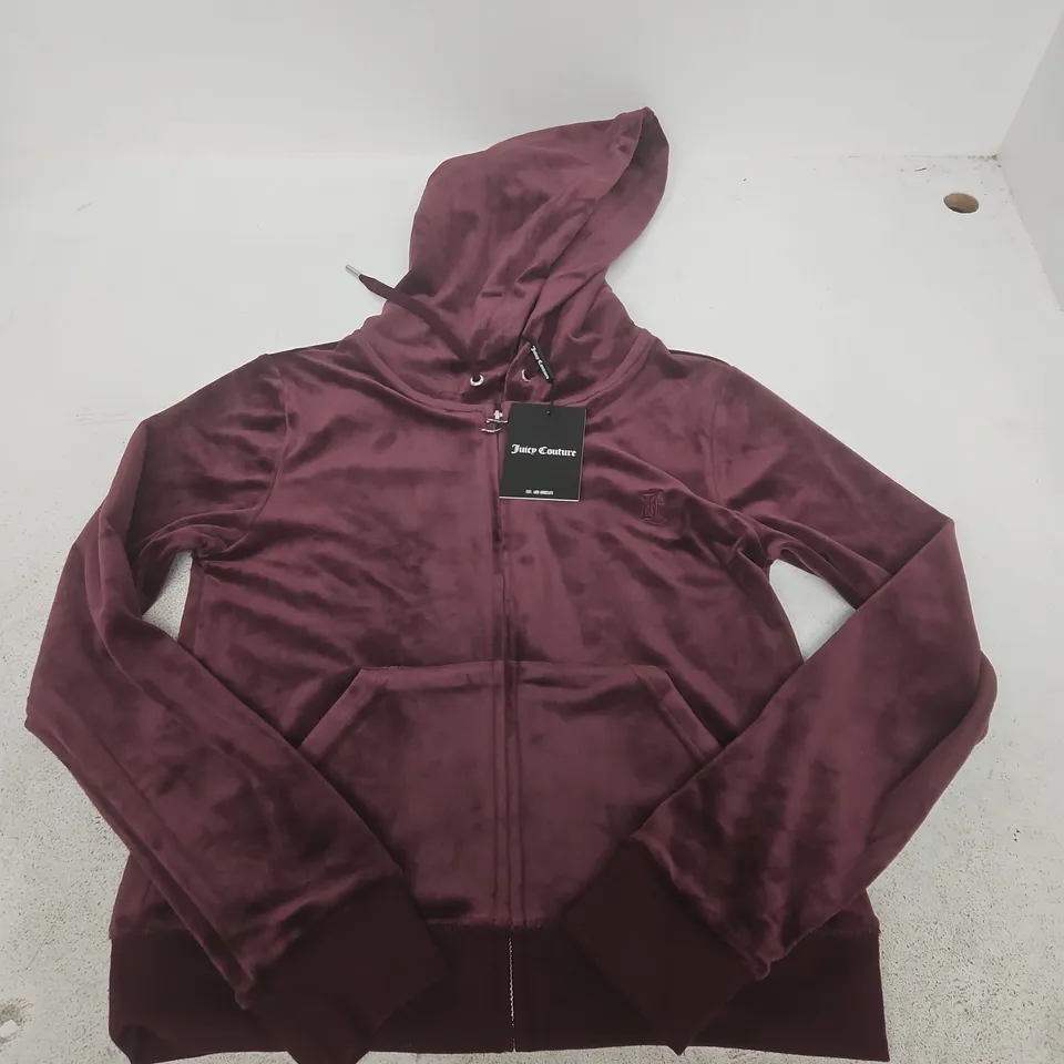 JUICY COUTURE ROBERTSON ZIP THROUGH HOODIE IN WINE-TASTING - UK MEDIUM