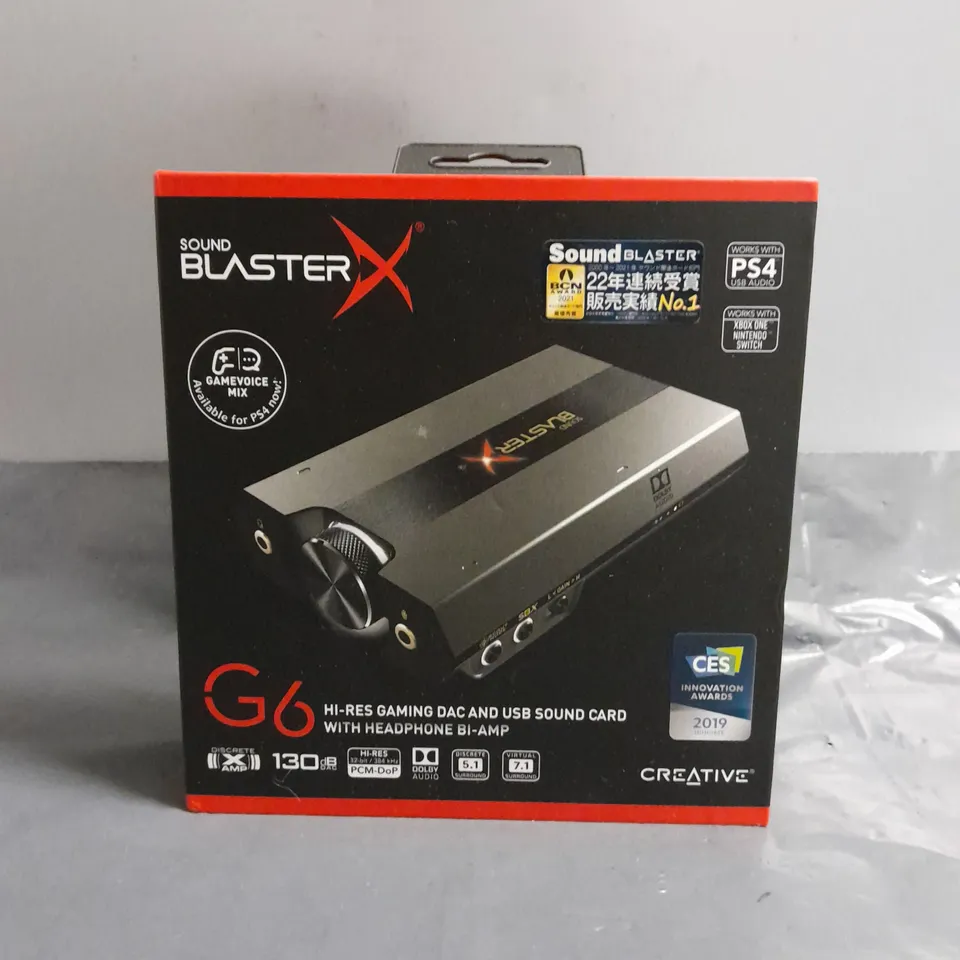 BOXED SOUND BLASTER G6 HI-RES GAMING DAC AND USB SOUND CARD 