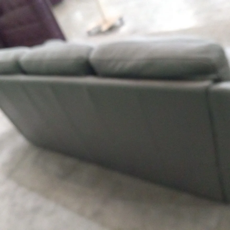 DESIGNER ITALIAN MADE PARMA GREY LEATHER LARGE THREE SEATER SOFA