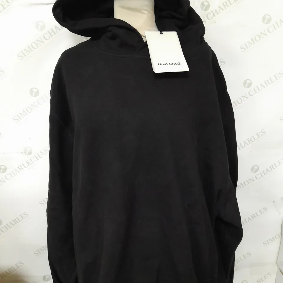 TELA CRUZ THICK BLACK HOODED JUMPER - SIZE LARGE