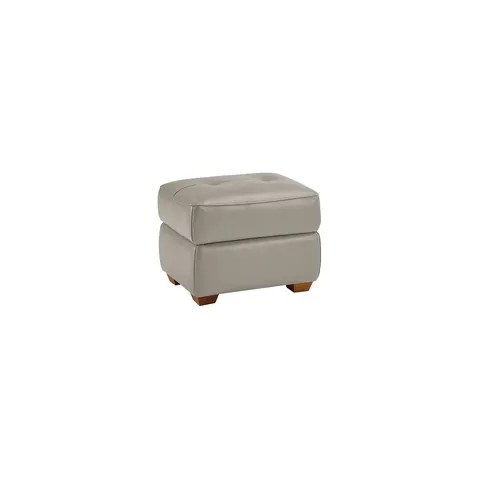 BOXED OAK FURNITURE LAND LINDEN LIGHT GREY LEATHER STORAGE FOOTSTOOL