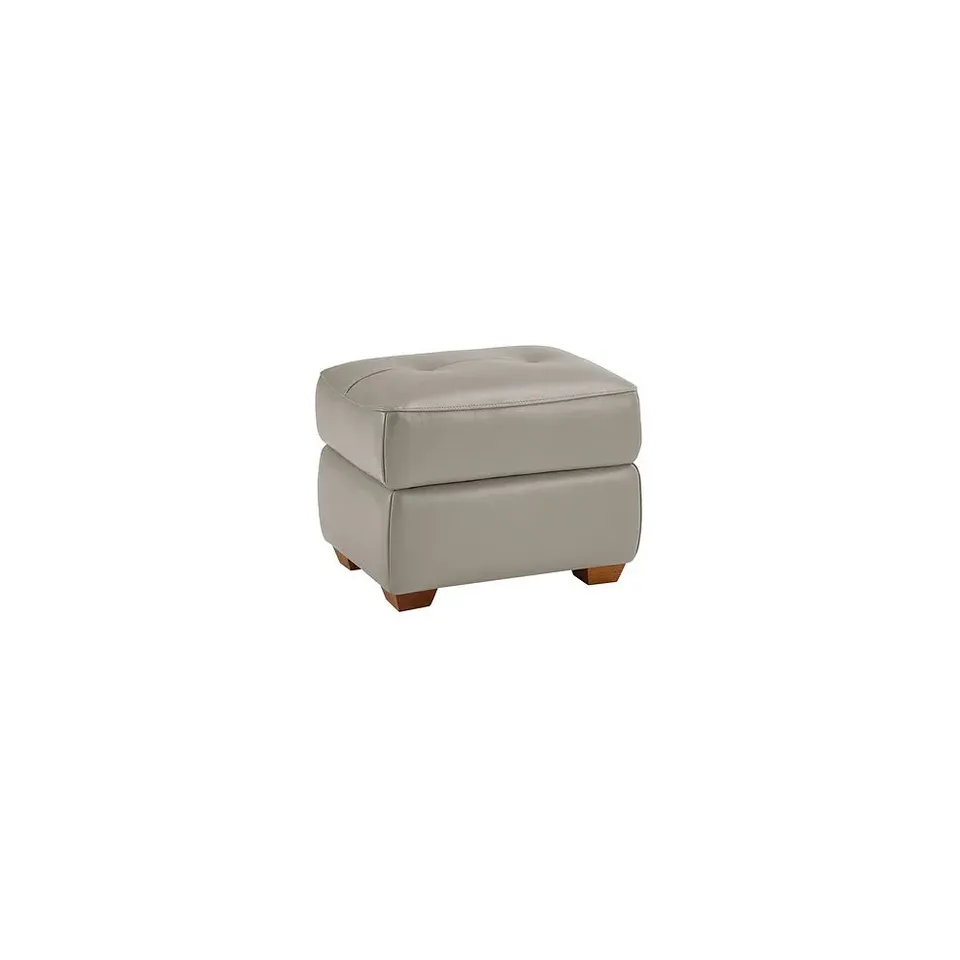 BOXED OAK FURNITURE LAND LINDEN LIGHT GREY LEATHER STORAGE FOOTSTOOL  RRP £329.99