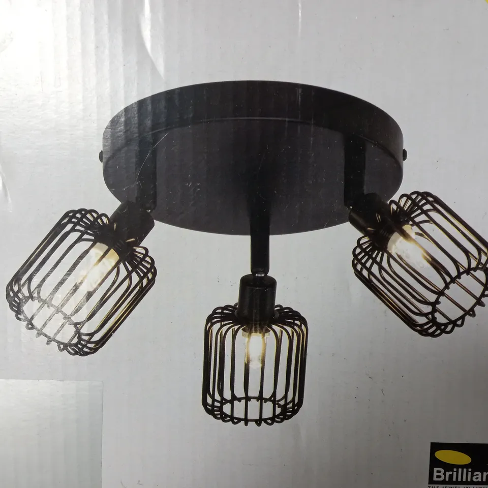 BOXED BRILLIANT FLAVIAN 3 LIGHT CEILING SPOTLIGHT METAL MATT BLACK