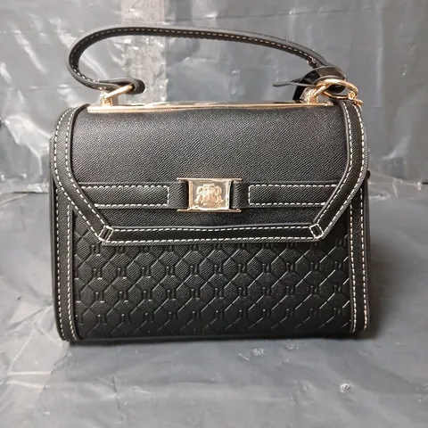 RIVER ISLAND EMBOSSED PANEL MINI TOTE BAG - BLACK