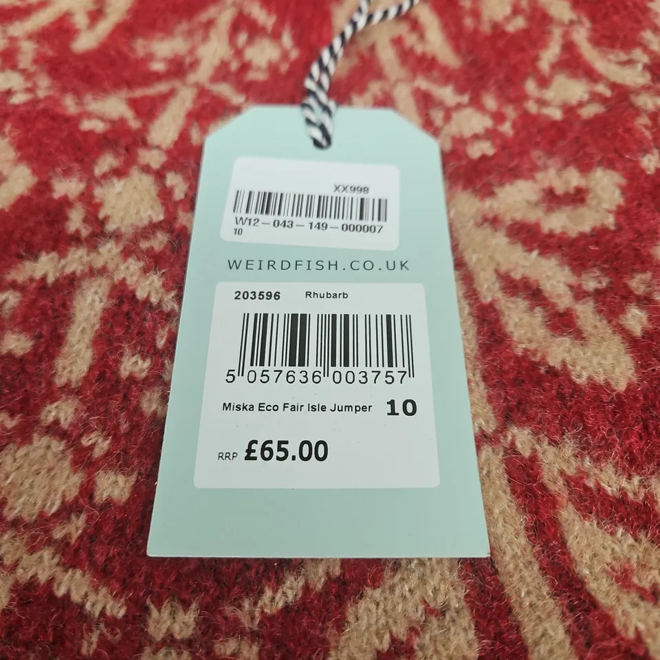 WEIRD FISH MISKA ECO FAIR ISLE JUMPER SIZE 10 WITH TAGS