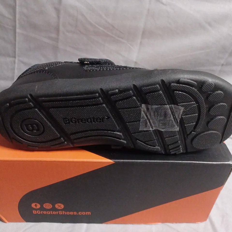 BOXED PAIR OF BGREATER BLACK VELCRO SNEAKERS – UK SIZE 13