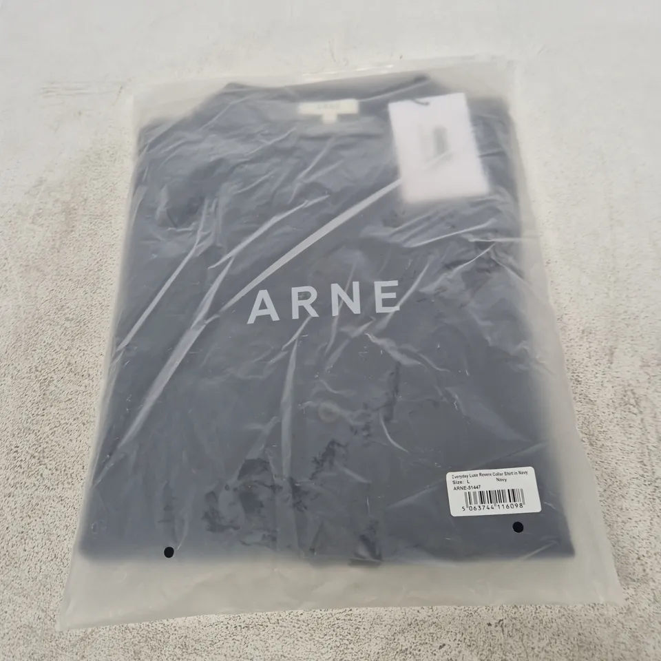 ARNE EVERYDAY LUXE REVERE COLLAR SHIRT - NAVY - UK SIZE L