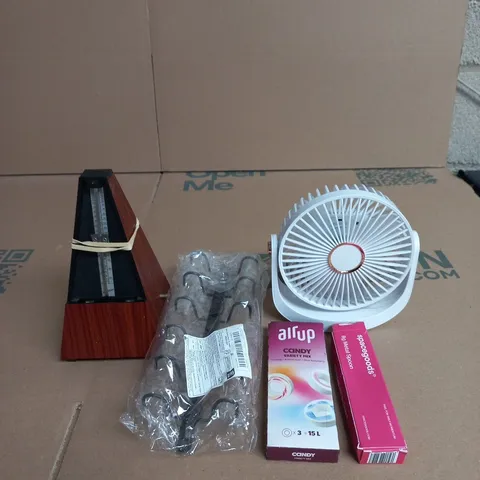 APPROXIMATELY 15 ASSORTED HOUSEHOLD PRODUCTS TO INCLUDE A METRONOME, SPACEGOODS METAL SPOON AND AIRUP PODS