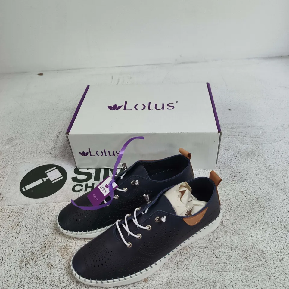 LOTUS NAVY LEATHER SHOES – WOMEN'S, UK 4 (EU 37) – BOXED
