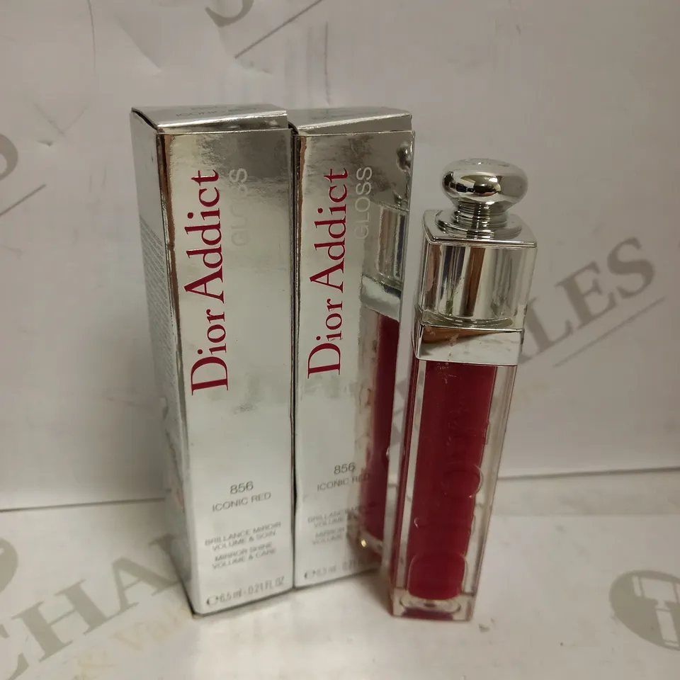 2 X 6.5ML DIOR ADDICT MIRROR SHINE VOLUME & CARE LIPGLOSS - 856 ICONIC RED 