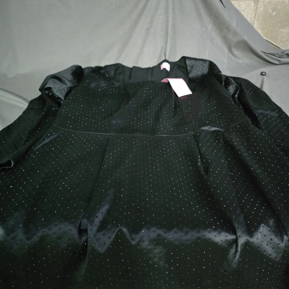 ELAINA BLACK WOMEN'S DRESS WITH DOT EMBELLISHMENTS – UK 16