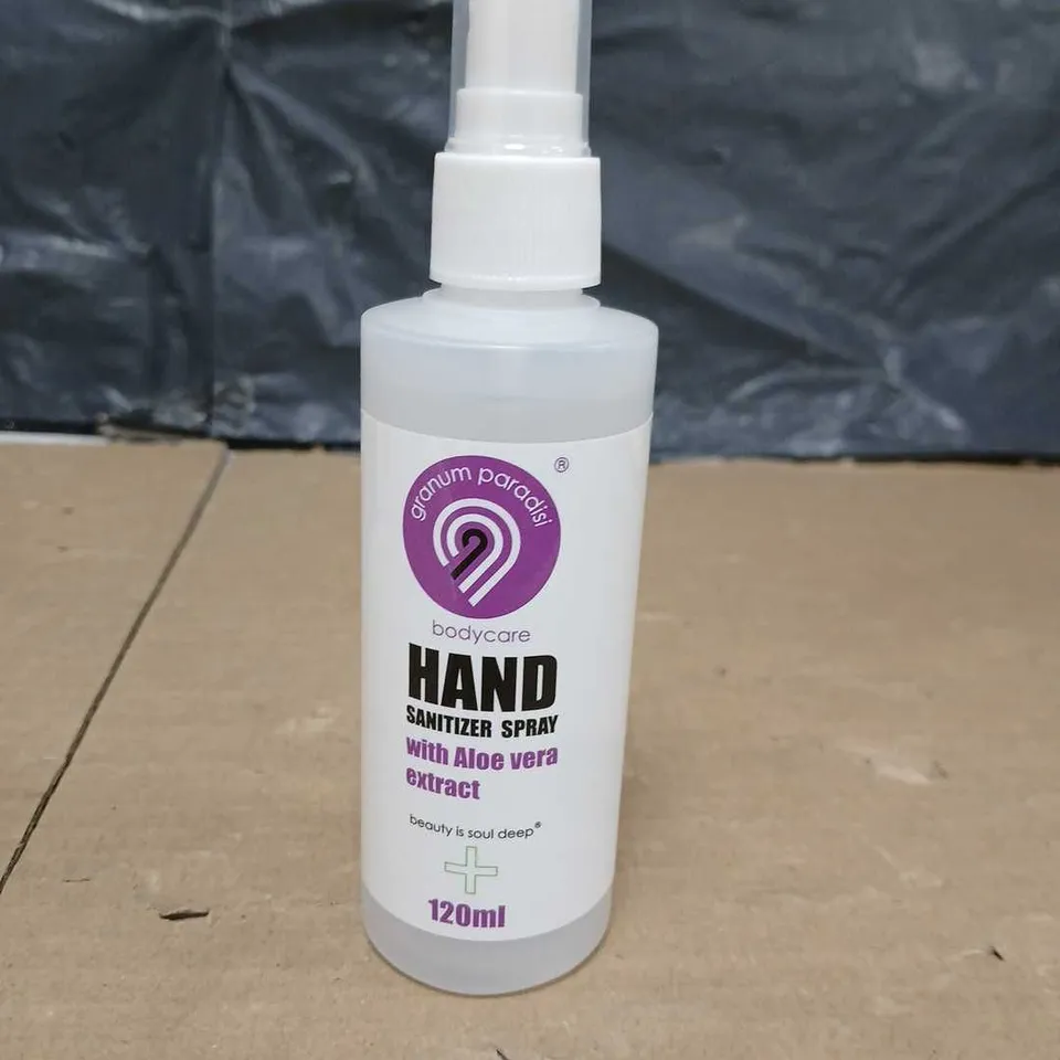 BOX OF APPROXIMATELY 90 BOTTLES OF HAND SANITIZER SPRAY - 120ML PER BOTTLE