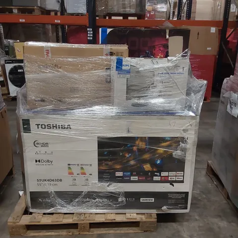 PALLET OF APPROXIMATELY 7 UNPROCESSED RAW RETURN MONITORS AND TELEVISIONS TO INCLUDE;