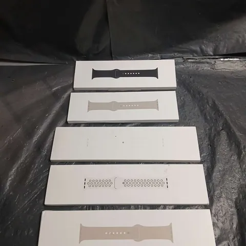 LOT OF 5 APPLE WATCH SPORT BANDS IN ASSORTED COLOURS AND SIZES
