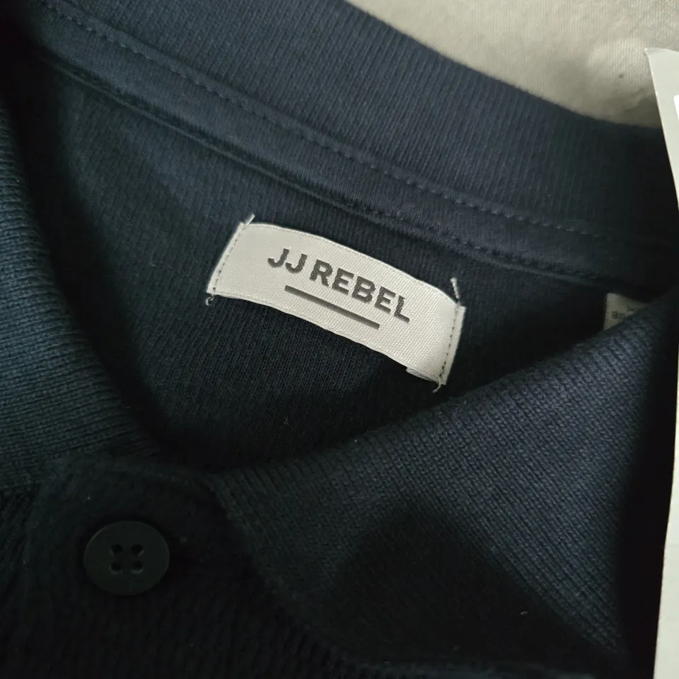 JJ REBEL LONG SLEEVE GRID POLO IN SKY CAPTAIN - EU MEDIUM