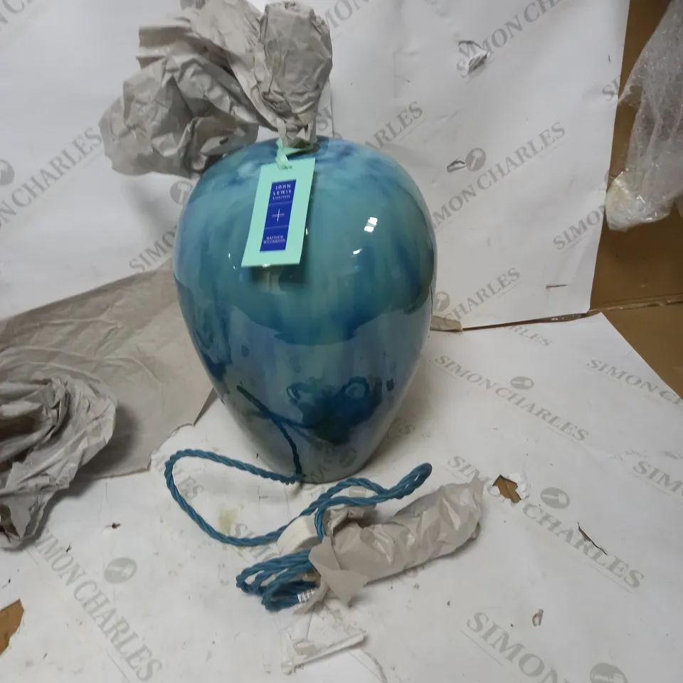 JOHN LEWIS AND MATHEW WILLIAMSON VASE BASE LAMP - BLUE