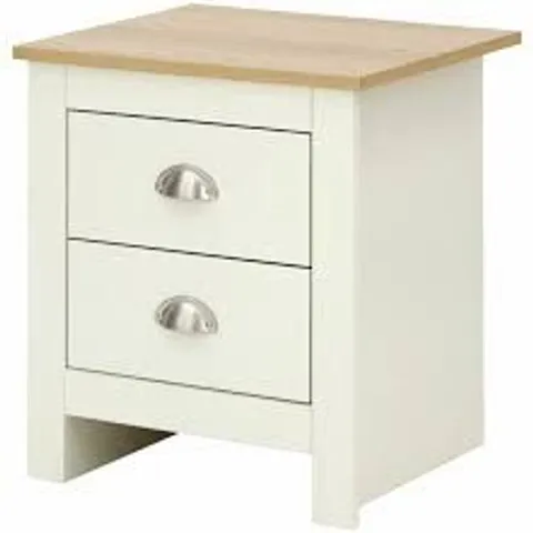 BOXED GFW LANCASTER 2 DRAWER CREAM BEDSIDE TABLE (1 BOX)