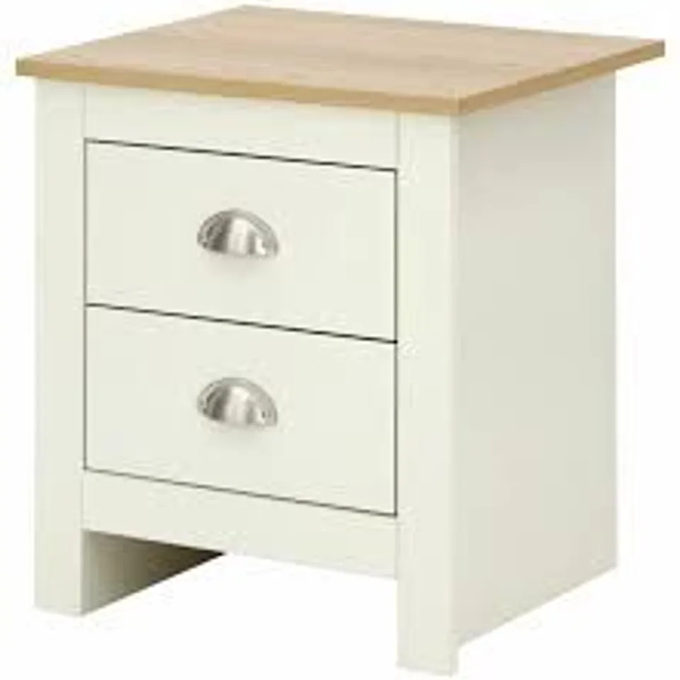 BOXED GFW LANCASTER 2 DRAWER CREAM BEDSIDE TABLE (1 BOX)