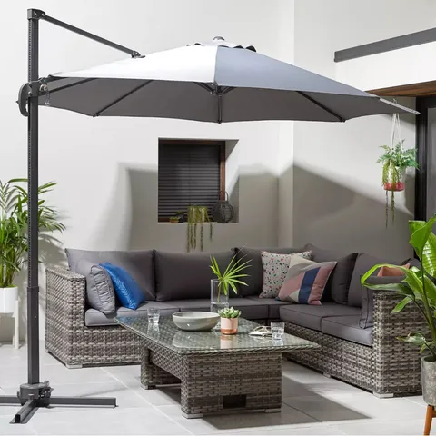 DELUXE CANTILEVER HANGING PARASOL (GREY) [COLLECTION ONLY]