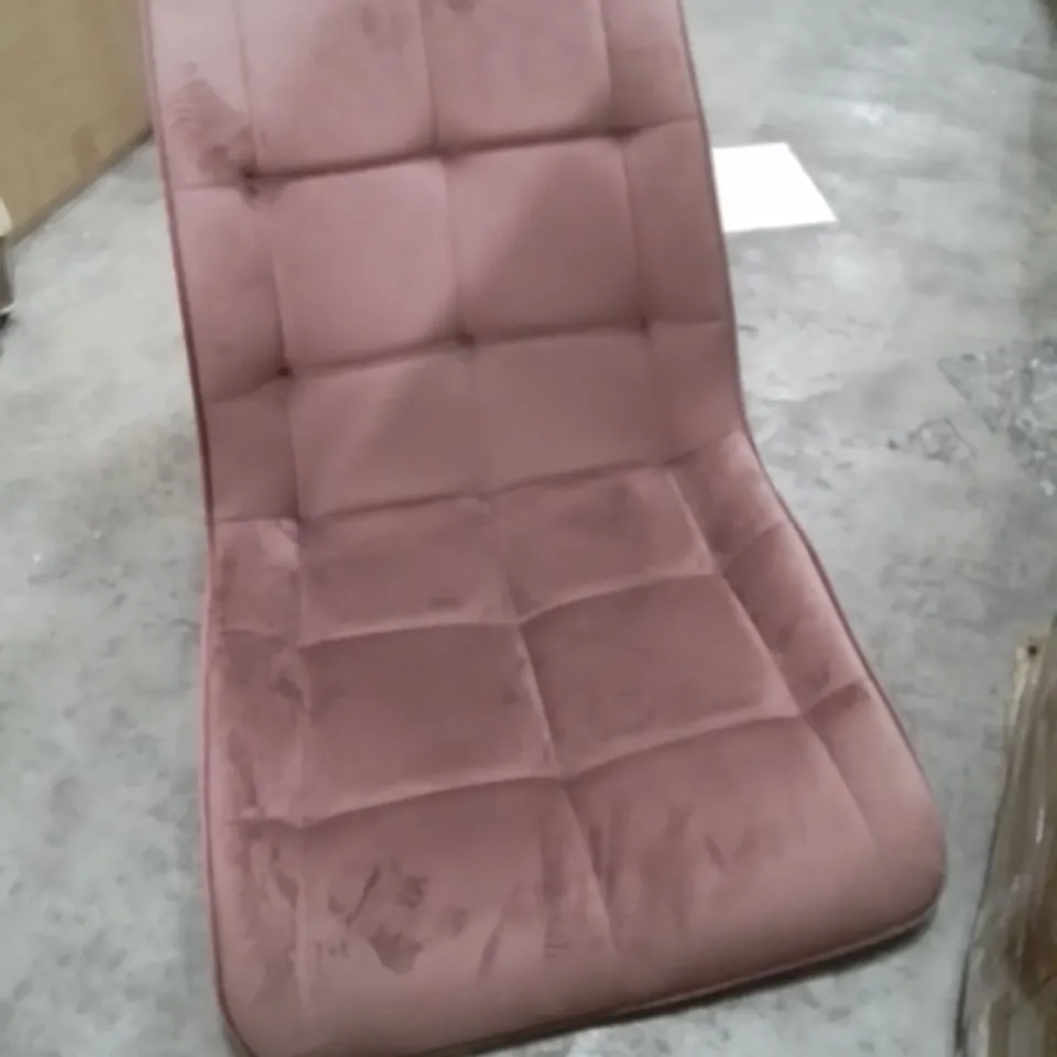 BOXED PAIR CHIC PINK PLUSH FABRIC DINING CHAIRS