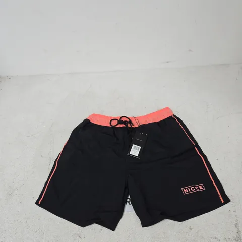 NICCE MEN’S SHORTS – BLACK WITH CORAL WAISTBAND, SIZE S