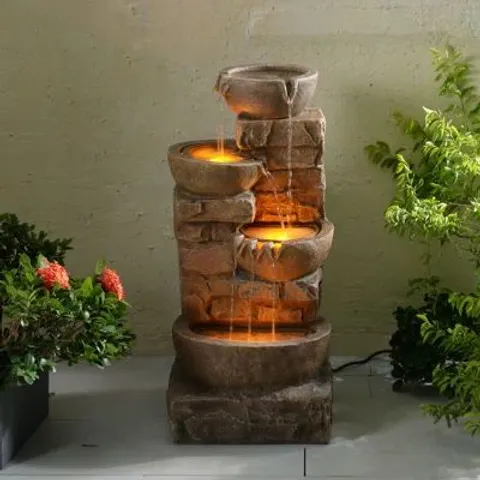 BOXED FOUNTAINS WEATHER RESISTANT FLOOR FOUNTAIN WITH LIGHT