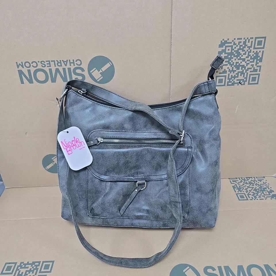 NICOLE BROWN GREY HAND BAG WITH SHOULDER STRAP TAGGED