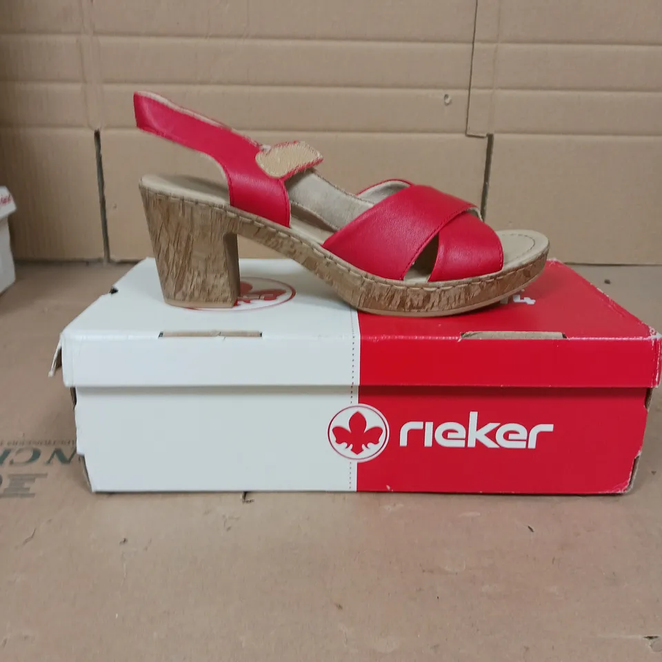 RIEKER HEELED SANDAL RED SIZE 6.5