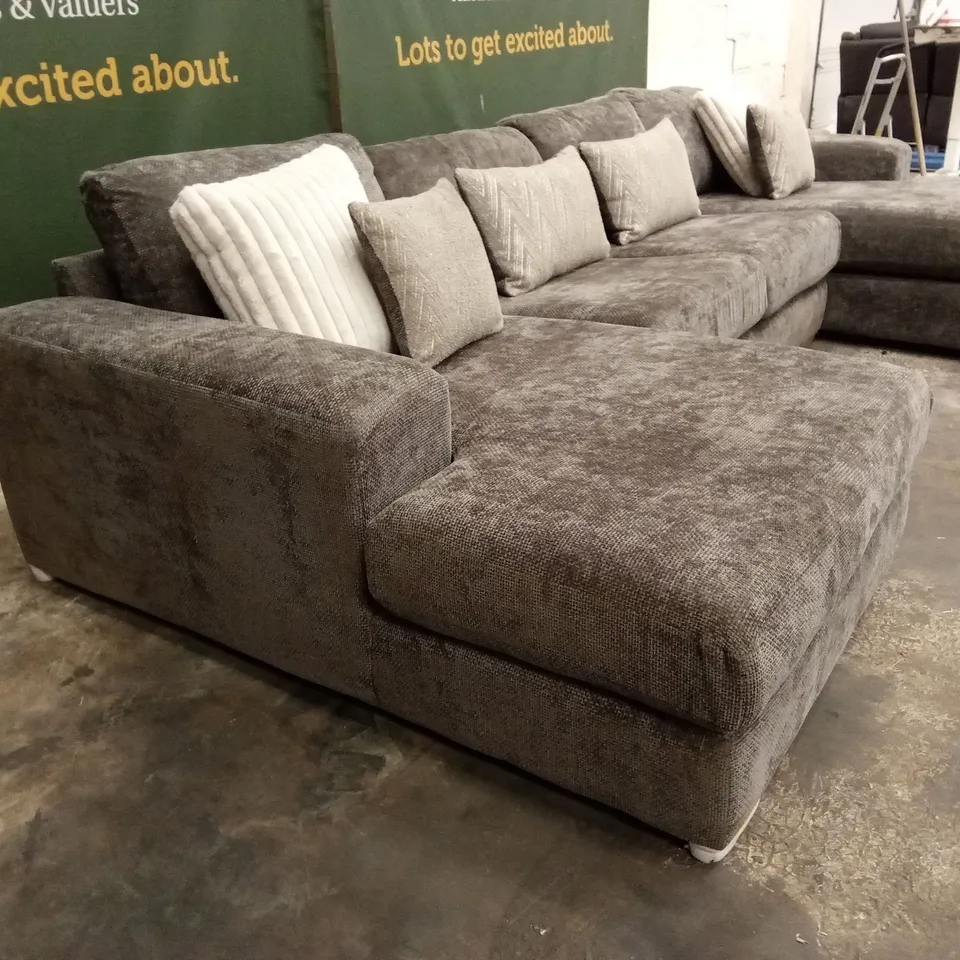 BROADGATE LARGE U-SHAPE MODULAR SOFA WITH FOOTSTOOL - GREY RRP £3299