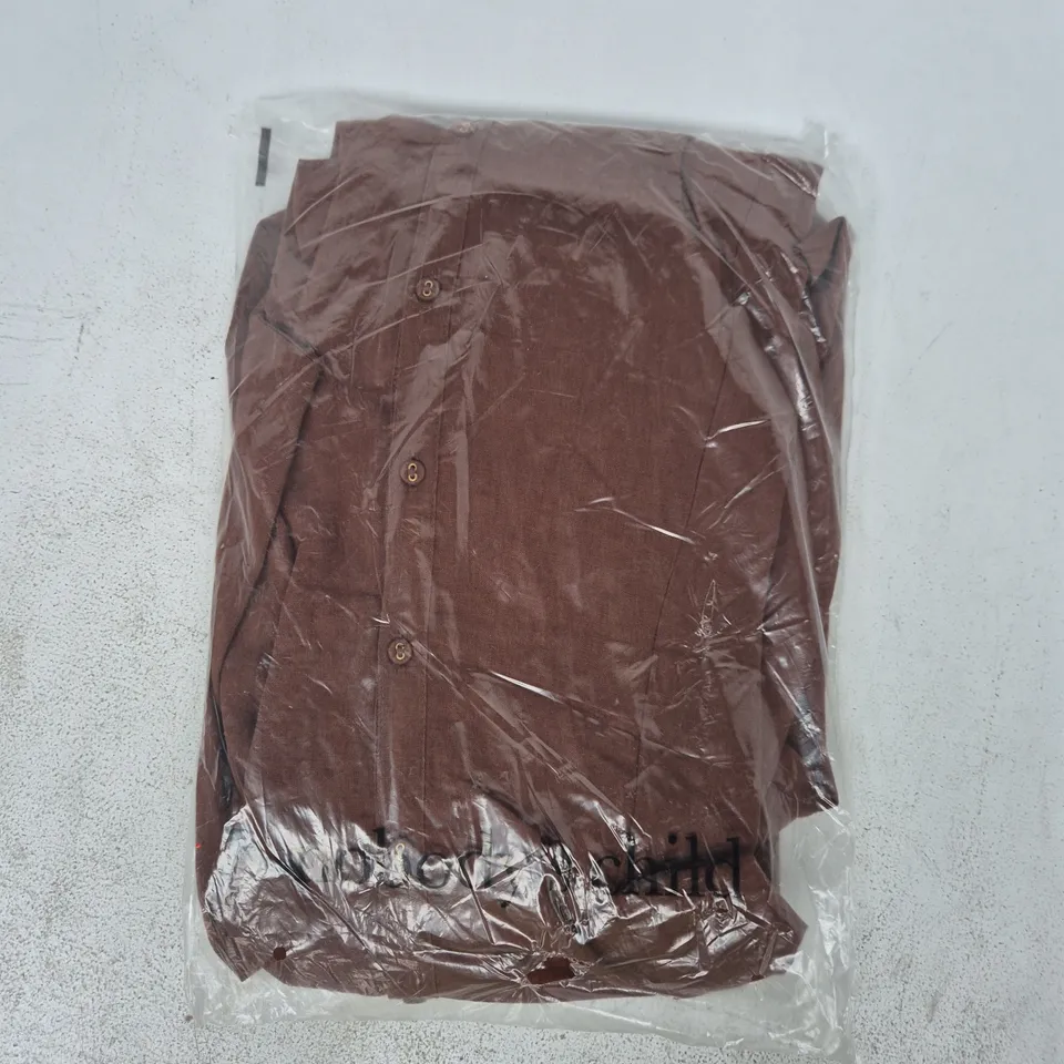 BAGGED NOBODY'S CHILD DILLON SHIRT DRESS IN BROWN SIZE UK 12