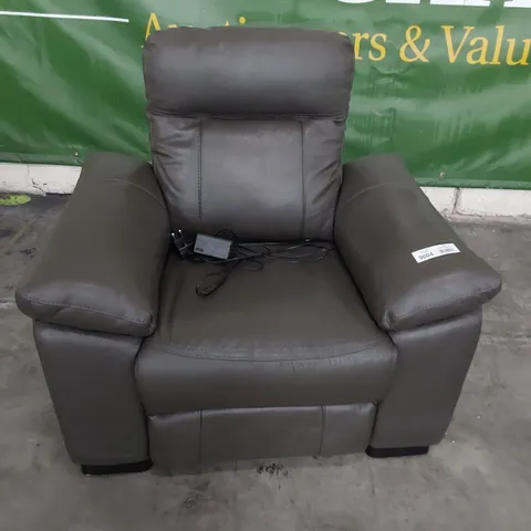 DESIGNER POWER RECLINING EASY CHAIR CHARCOAL LEATHER