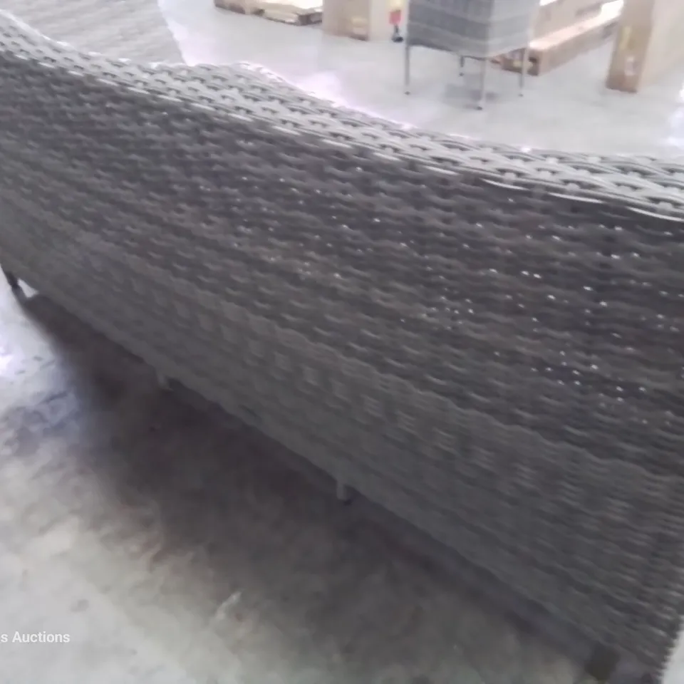 DESIGNER GREY RATTAN THREE SEATER CORNER SOFA SECTION