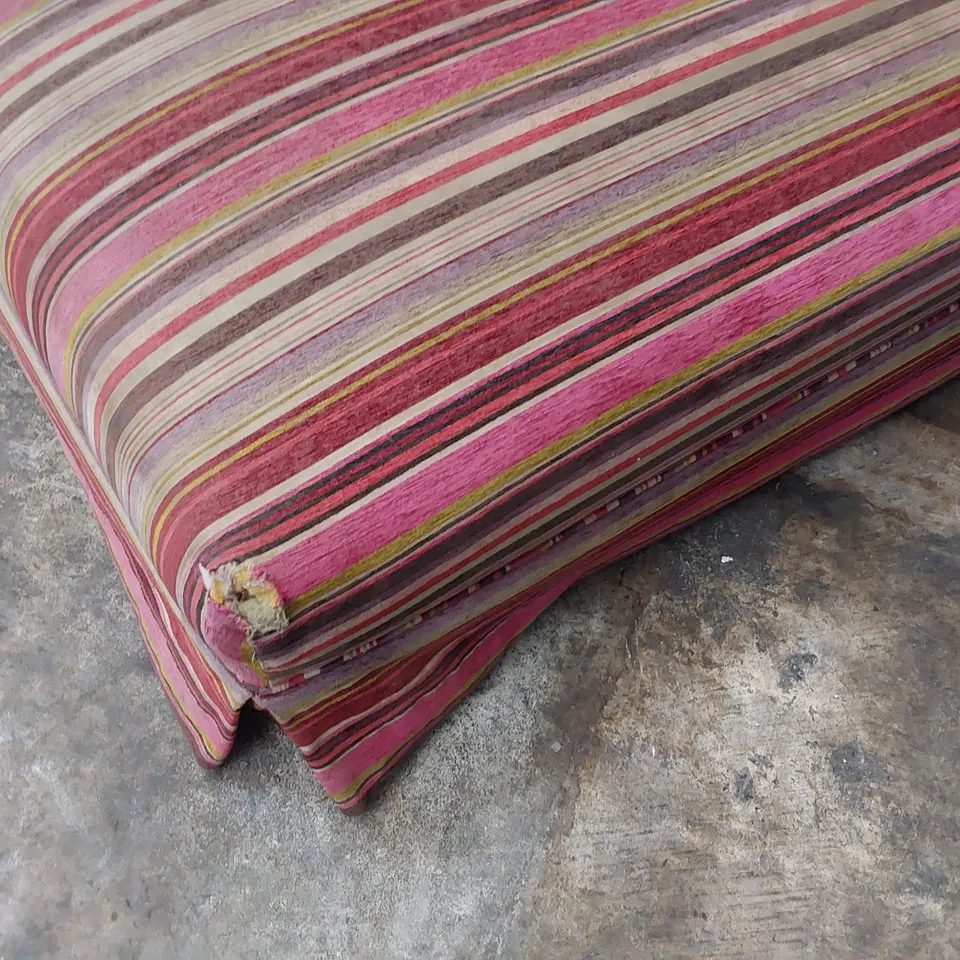 QUALITY BRITISH DESIGNER LOUNGE Co. LARGE FOOTSTOOL STRIPED RED FABRIC 