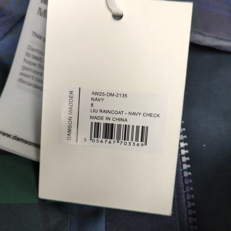 Damson Madder LIU Raincoat - Navy Check, UK8