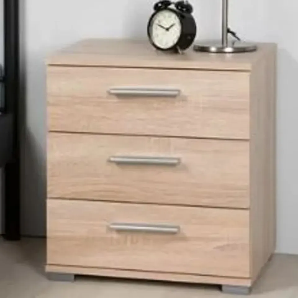 BRAND NEW BOXED ELORA 3 BEDSIDE TABLE SONOMA OAK