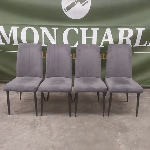 SET OF 4x DESIGNER VELVET UPHOLSTERED DINING CHAIRS