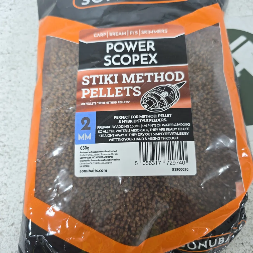 SONUBAITS POWER SCOPEX STIKI METHOD PELLETS – 650G (2MM) CARP FISHING PELLETS