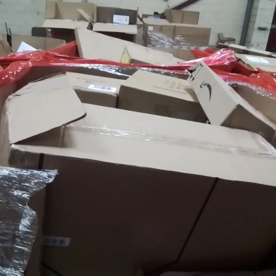 PALLET OF ASSORTED HOUSEHOLD GOODS AND PRODUCTS TO INCLUDE;WATER SPRAY MOP,STEAM CLEANER,CAT LITTER TRAY 