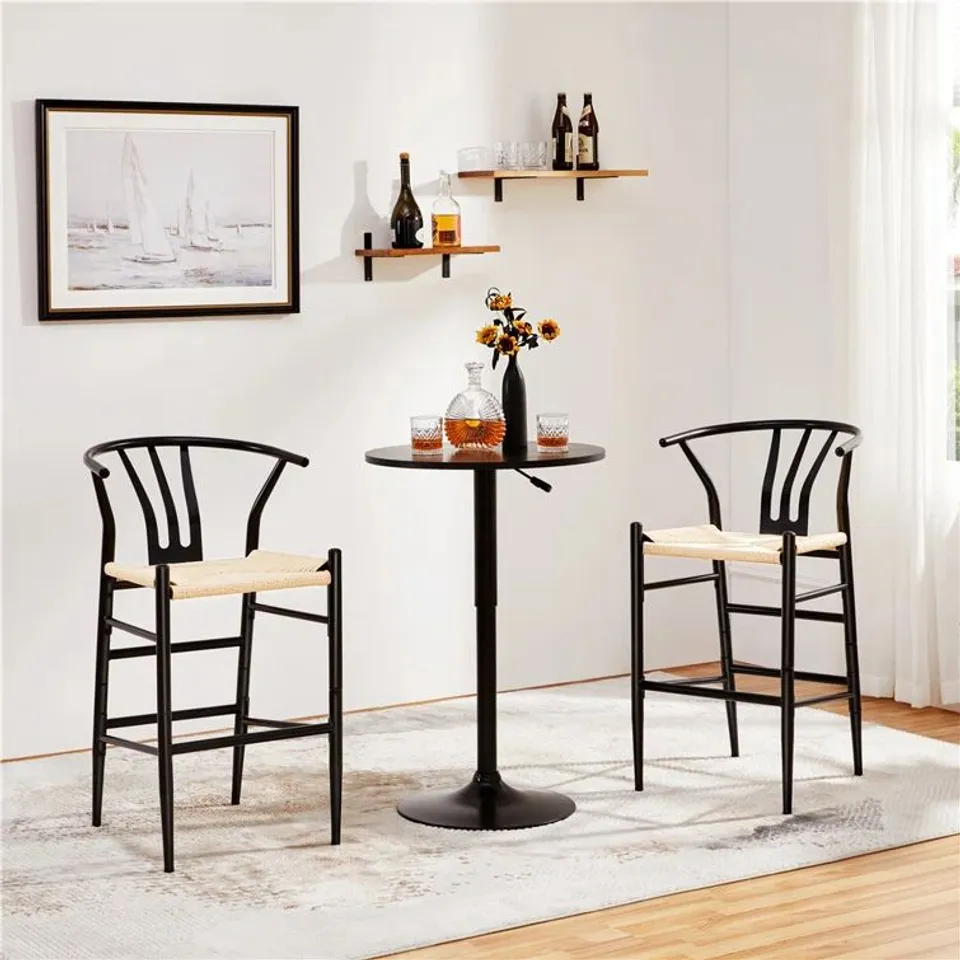BOXED SUBIACO BLACK 65.5CM STOOLS SET OF 2 (1 BOX)